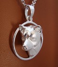 Large Sterling Silver Akita Head Study On A Circle Frame Pendant
