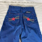 Vintage 60s 70s Kids Blue Denim Pants Rainbow Stitching Sz 10  Slim Usa Read M1
