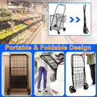 Folding Shopping Cart  Utility Trolley W  Removable Basket  Swivel Wheels  Black