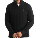 Nwt - Polo Ralph Lauren Men s 1 4 Zip Cable Knit Cotton Sweater   Black  S - Xxl