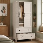 Armoire Wardrobe Closet With 2 Drawers   Doors  72  Tall Wooden Clothing Cabinet