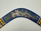 Hand-painted Aboriginal Boomerang With Lizard Artwork Australian Style Wood Deco