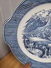 Vintage Currier   Ives usa  11 75 w  Wagon Train Mountain Scene Cake Plate 