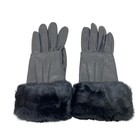 Hermes - Black Leather Fur Women s Gloves