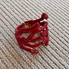 Angela Caputi Red Resin Coral Hinged Bracelet Bangle Statement Jewelry