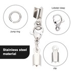 20 Set Lobster Claw Cord Ends 304 Stainless Steel Fold Over Cord End Caps Connec