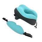 Bookishbunny Large Memory Foam Neck Support Travel Pillow And Eye Mask Set Aqua