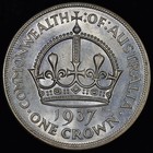 1937 Australia 1 Crown     Ch-au Almost Uncirculated     Silver Coin Unc 38ba