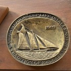 America s Cup 1969 Half Hull Replica Sailboat Award Plaque Collectible