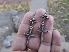 Vintage Sterling Turquoise Needlepoint Drop Dangle Earrings 1 1 4 
