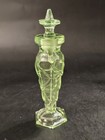 Uranium Art Deco Green Depression Glass Perfume Bottle Vintage 