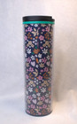 Starbucks Coffee Mug Travel Tumbler Cup 16oz Flowers And Hearts Teal Inside