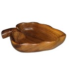 Vintage Hand-carved Wood Leaf Shaped Dish Bowl Handcrafted