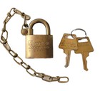 Vintage Military American Lock Co  Brass Padlock W chain   Keys Collectible 