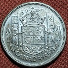 1957 Canada 50 Cents Elizabeth Ii Silver Coin Au unc Km 53