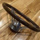 Vintage Steering Wheel Chrome Wood Grain Boat Marine Helm Cap