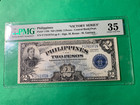 Philippines 1949  nd  2 Peso Cb Victory Ovpt Rizal F17619724 P-118b Pmg Ch Vf 35