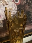 Vintage Le Smith Pineapple Butt  Honey Amber Swung Stretch Glass Vase 21   