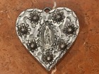 Milagros Charms Lady Of Guadalupe Mexico Folk Art 4  Wood Heart Wall Hanging New