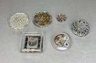 Lot Of 6 Antique Vintage Gold And Silver Luster Clear Glass Buttons 
