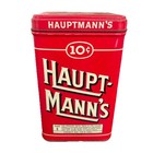 Vintage Haupt-mann s Cigar Tin Empty Red Humidor Canister Indiana Permit Tp-4