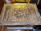 Vintage Embossed Brass Box Wood Coal Kindling Box 18    X 12    X 11 1 2    England