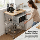 3-tier Rolling Kitchen Cart  Microwave Cart With Oak Wood Tabletop And Drawer Sl