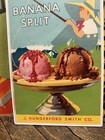 Vintage C  1930 J Hungerford Smith Banana Split Sign Ice Cream Soda Fountain Htf