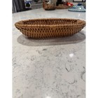 Vintage Oval Wicker Bread Basket Hand Woven Rattan Serving Tray Boho Home Decor