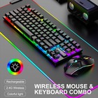 Rechargeable Wireless Gaming Keyboard   Mouse Combo 87 Keys Rainbow Rgb Backlit