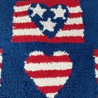 Primitive Patriotic Cottagecore Hand Hooked Cotton Rug Stars Stripes 18x27 