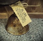 Primitive Folk Art Handmade Black Crow Doll Raven Vintage Rusty Oil Can Tag