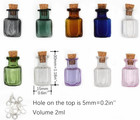 Tiny Glass Jars Mini Bottles With Cork Stoppers Square Decoration Colored 10 Pcs