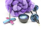 Ultimate Beginner Mermaid Drop Spindle Kit - Midi Size Purple- Learn To Spin