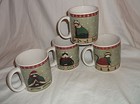 Set Of 4 Fiddlestix Oneida Holiday Cats Coffee Mugs Cups