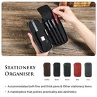 Full Grain Leather Pencil Case Handmade Vintage Zipper Pen Holder Pouch With    