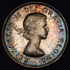 Pcgs Pl65 1963 Canada Sailboat Silver Ten Cents - Rainbow Toned  