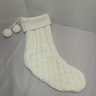 White Sweater Christmas Stocking Knit 8 By 17 Inches Cable Knit Sweater White