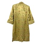 Vintage Peony Brand Gold Silk Robe Kimono Phoenix Embroidered Floral Satin