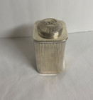 Antique Oranate Tea Caddy Art Deco Tin Silver Plated Lion On Lid