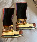 Vintage Mongolian Tibetan Tribal Handmade Wool Felt Leather Snow Boots Unisex