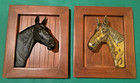 3d Black   Brass Horse Head Wooden Wall Plaque Set