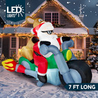 7ft Santa Riding Motorcycle Inflatable Reindeer Led Outdoor Yard Xmas Decor Fun 