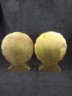 T i c  Vintage 6 75  Brass Art Deco Shell Fan Metal Bookends India Heavy