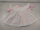 Vintage 2 Pc Nannette Baby Girls Pink Dress White Floral Applique Pinafore Read