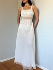 Vintage 1940s 50s White Bridal Babydoll Maxi Slip