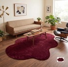 Burgundy Hand Tufted Organic Shape Rug  Modern Area Carpet For Office Hall Etc 