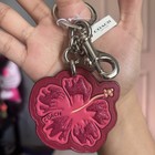 New Rare Coach Hibiscus Flower Bag Charm Keychain Key Ring 29815 Red Glitter