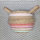 Target Sun Squad Woven Storage Basket Nwt Collapsible Striped Seagrass Tote Bag