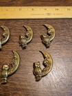 Lot Of 5 Owl Moon Pins France Vintage 60s Brass Stampings Jewelry Findings 